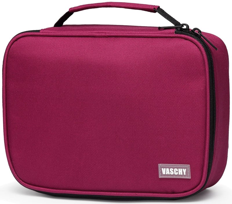 VASCHY Large Pencil Case, Art Color Pencils Pouch with Detachable Layers Multiple Zip Pockets for School Office Stationary Organization Burgundy - Image 1